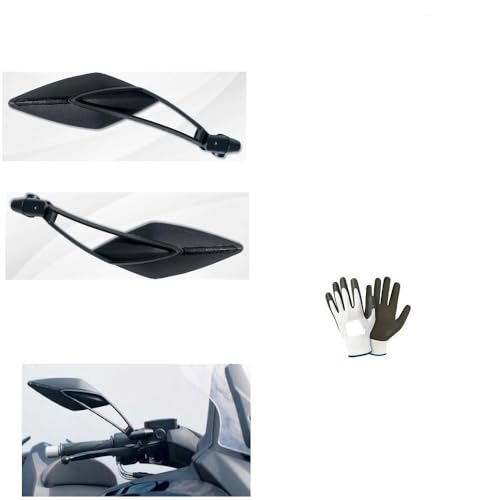 Par de espejos retrovisores Viper 8 Far para manillar de moto negro 7342 + 7343 + Kit montaje tornillo M8 10 x 1,25 espejo deportivo