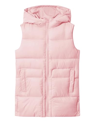 Meikulo Girls Lightweight Puffer Vest Casual Stand Collar Sleeveless Jacket Kids Hooded Quilted Gilet With Pockets2