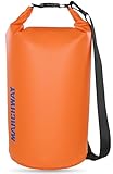 MARCHWAY Floating Waterproof Dry Bag Backpack 5L/10L/20L/30L/40L, Roll Top Sack Keeps Gear Dry for Kayaking, Rafting, Boating, Swimming, Camping, Hiking, Beach, Fishing (Deep Orange, 10L)