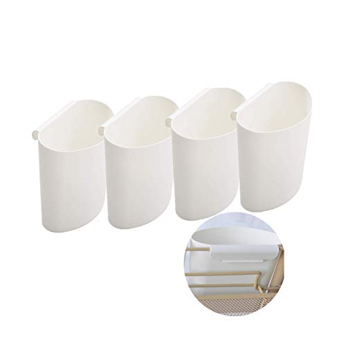 Image of DODXIAOBEUL 4Pcs Hanging Cup Holder,Rolling Cart Accessories Utility cart Accessories Hanging Bins,Hanging Flower Pots,Space Saver,Storage Bucket Desktop Container,Make Up Pencil Holder (White-1)