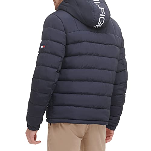 Image of Tommy Hilfiger Men's Midweight Sherpa Lined Hooded Water Resistant Puffer Jacket