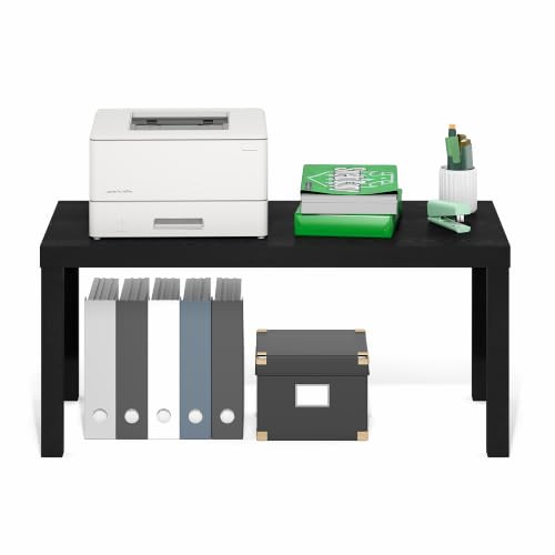 Image of Furinno CLASSIC Coffee Table, Modern Rectangle Printer Stand, Black | 1.8 inch Triple Thick Tabletop, Toolless Assembly, Side Table, for Living Room, Home Office