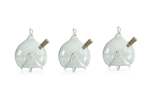 Fliegenfalle zum Stellen und Hängen 3 Stück d 6cm mundgeblasen handgeformt Lauschaer Glas das Original