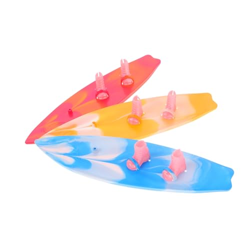 FOYTOKI 3個ミニチュアサーフボード点 青 マゼンタ 黄 プラスチック製人形用ブーツ付属 模型道具 コレクションや撮影に バースデーパーティ