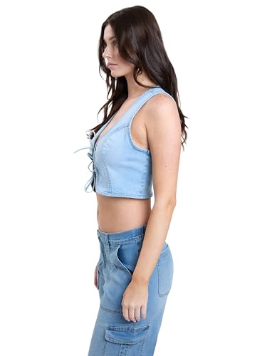 YMI Jeans Women's Cropped Tie Front Vest, V448752