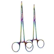 مجموعة مُصممة من 2 ملقط Artzone متعدد الألوان Hemostat مع فكوك مسننة ، كماشة قوس قزح من الفولاذ المقاوم للصدأ - 5 بوصة
