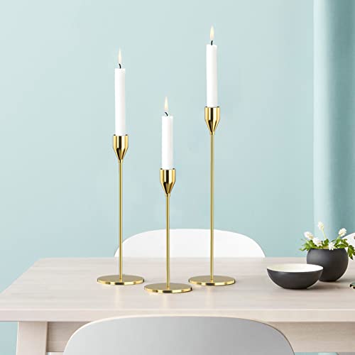 Gold Candle Holders 24Pcs/ 8 Set - Elegant Metal Candlestick Holders For 3/4 Inchtaper & Led Candles, Weddings, Parties, Home Decor - Decorative Centerpieces For Table, Mantle, Fireplace #TOP6