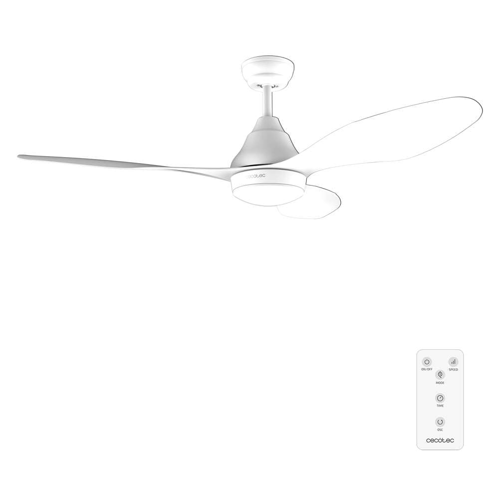 Cecotec Ventilador de Techo con Luz y Mando a Distancia EnergySilence Aero 5200 White. 62W, 3 Aspas con Diámetro 48”, 3 Velocidades, Lámpara LED 18W, Temporizador 8h y Modo Winter-Summer