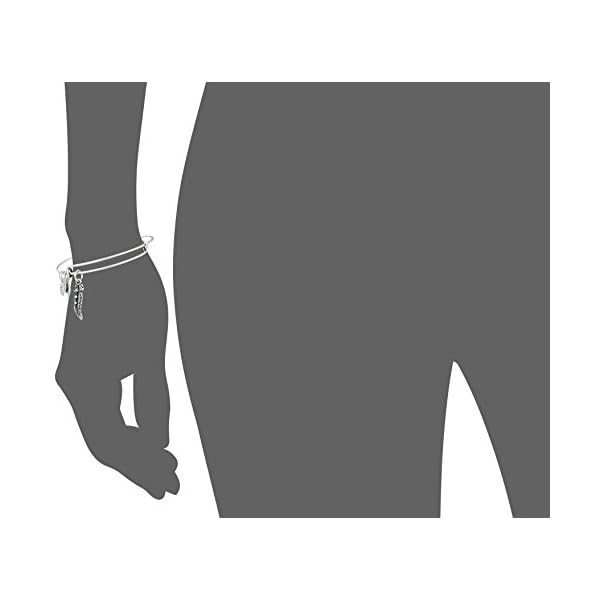 Alex and Ani Path of Symbols Expandable Bangle for Women, Feather II Charm, Rafaelian Silver Finish, 2 to 3.5 in