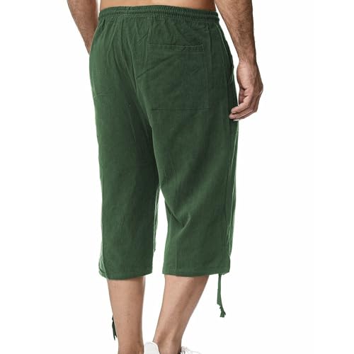 Shorts deportivos de lino para hombre con cordón miniatura 3