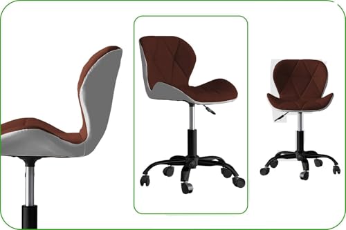 Image of Amazon Brand - Umi Home Swivel Height-Adjustable Faux Leather Office Computer Study Desk Chair for Salon, Spa in Dark Brown & White Color