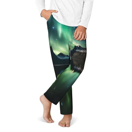 Galaxy Aurora Pajama Pants, Northern light Lounge Pants Comfy Soft Elastic Waist Sleepwear Bottoms with Pockets4