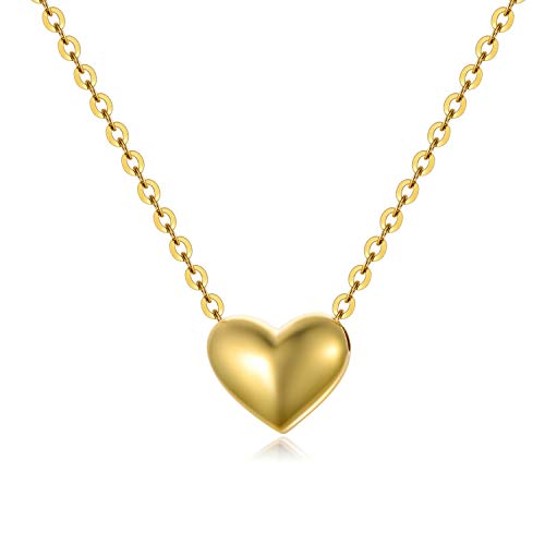 18K Sold Gold Heart Pendant Necklace for Women, You are Only One in My Heart, Forever Love Heart Jewerly for Her, 16