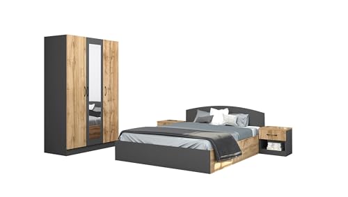 ✅ DESIGN: Camera da letto dallo stile moderno con finiture Rovere e Antracite per un look elegante