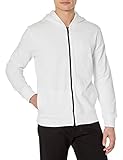 Armani Exchange A|X Herren Kapuzen-Sweatshirt mit geprägtem Logo Kapuzenpullover, Weiß, Small