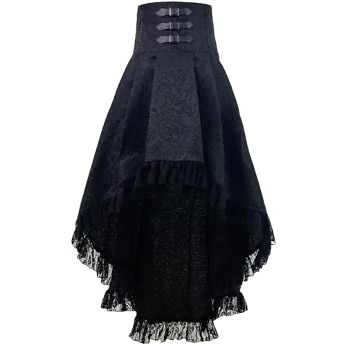 CR ROLECOS Mittelalter Rock Damen Steampunk Gothic Rock Vintage Renaissance Piratenrock Wikinger Kleidung Damen Sommerrock Halloween Cocktail Schwarz...