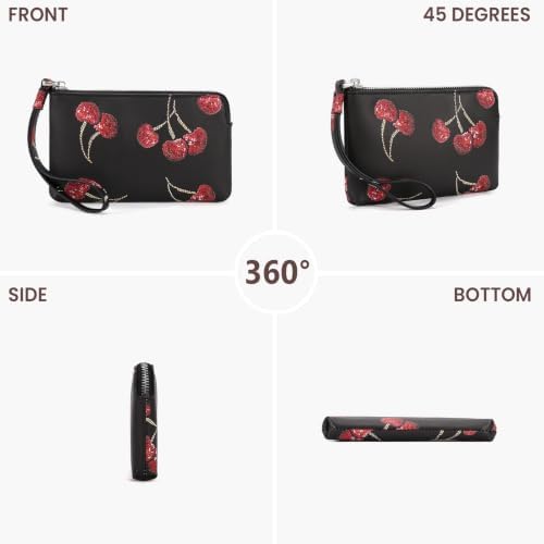 CATSEA Small Wristlet Purse Wristlet Wallet For Women Trendy Pu Leather Clutch Designer Evening Purse (black cherry) - 2
