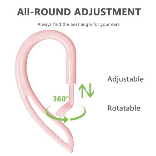 Ear Hooks Compatible with Apple AirPod All Models [Multi-Dimensional Adjustable] Holder Accessories for Ear Buds Pro Earphones (Pink)