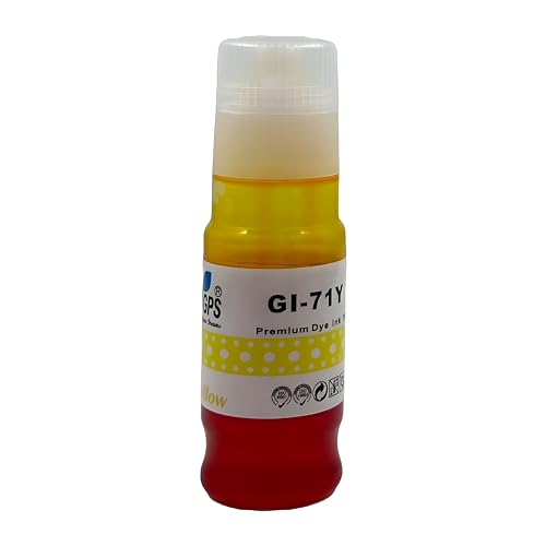 Image of GPS GI 71 Ink Refill for Canon Printers - Compatible with PIXMA G1020, G2020, G3020, G2021, G2060, G3060 Series - Vibrant Colors, 70ml Bottle (Yellow - GI71)