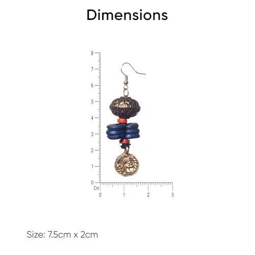 Image of Handcrafted Tribal & Dhokra Art Earrings Collection for Women - Royal Boho Statement Designs in Brass, Wooden, Beaded & Geometric Styles
