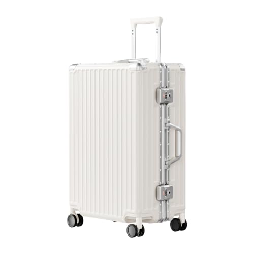 Image of AnyZip Luggage PC+ABS Aluminum Frame Zipperless Checked Luggage Hard Shell Suitcase with TSA Lock Double Spinner Wheels 24 Inch White
