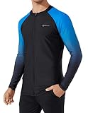 Long Sleeve Zip Rash Guard for Men UPF 50+ UV Sun Protection Quick Dry Elasticity Swim Shirts Blue G