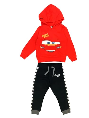 Disney Cars Boys Tracksuit Jogging Set Hoodie and Bottoms featuring Lightning McQueen Red Age 2-3 Years