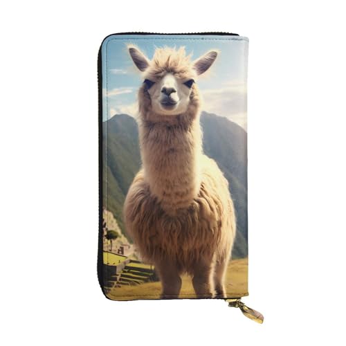Llama Picture Leather Long Clutch Wallet for Fashionable Girls and Women - Durable, Stylish, and Functional, Black, One Size