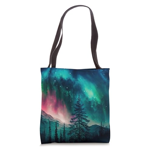Bolso Tote Alaska Northern Lights en el Bosque miniatura 1