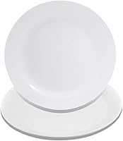 Vista 5 de MR.R Juego de 2 platos planos de cerámica blanca con soporte, platos de porcelana. Plato redondo de postre o ensalada de 10 pulgadas, sin plomo