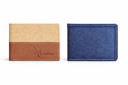 Image of Fabric & Denim Material Bi fold and Wallet for Men and Boys Combo Pack of 2 Stylish Wallets