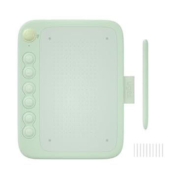 UGEE Mesa Digitalizadora Q6 Para Telefone Android, 6,5x4 Polegadas Tablet Gráfico com 6 Teclas Para Mac/Windows/Chrome (Verde)