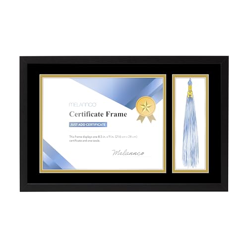 MELANNCO Diploma Frame with Tassel Holder Black Wood Certificate Frame for Graduation Degree Display Horizontal or Vertical Wall Mount 18.82 x 12.13 Inches Overall