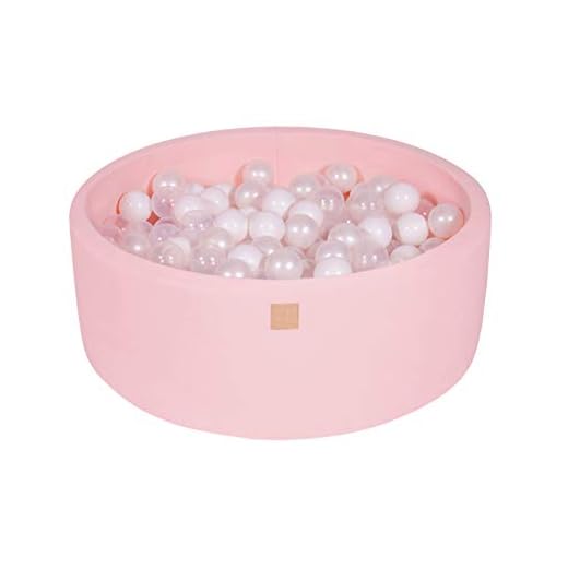 MEOWBABY Foam Ball Pit 35 x 11.5 in /200 Balls Included ∅ 2.75in Round Ball Pool for Baby Kids Soft Round Ball Pool Children Toddler Playpen Light Pink: White/Transparent/White Pearl
