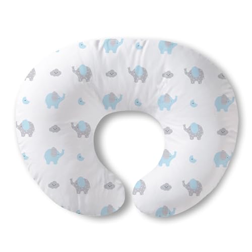 Image of Little Grape Land Nursing Pillow, Breathable Nursing Pillows for Breastfeeding, Breast Feeding Pillows for Mom, Breastfeeding Pillows for Bottle Feeding, Tummy Time, Sitting Support, Blue Elephant