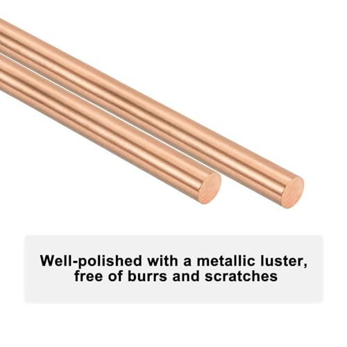 M METERXITY 2-Pack Kupfer Rundstab 4mm Durchmesser 3.94 Zoll Länge T2 Lager Vollstab Drehstab Für Metallhandwerk DIY/Gartenbau/Industrie/Dekoration Reiner Kupferstab