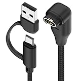 2in1 ガーミン用充電ケーブル USB-C/USB-A Garmin充電器 (1本） 1m編み込み充電ケーブル for Fenix 8 7 7S 7X 6 6S 6X 5 5S Forerunner 245 945 Instinct 2 2S Vivoactive 4 4S 3 Vivosmart 5等など対応（ブラック）