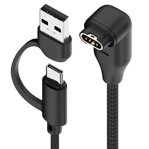 2in1 ガーミン用充電ケーブル USB-C/USB-A Garmin充電器 (1本) 1m編み込み充電ケーブル for Fenix 8 7 7S 7X 6 6S 6X 5 5S Forerunner 245 945 Instinct 2 2S Vivoa
