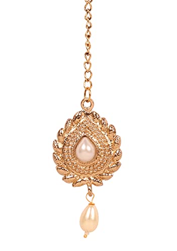 Touchstone Indian Bollywood Stylish Contemporary Designer Jewelry Wedding Head Accessory Mangtika with Beautiful Chain for Women in Gold or Silver Tone for Women.
