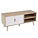 Mueble TV de Pino y MDF Blanco y Natural Rombos de 110x39x48 cm - LOLAhome