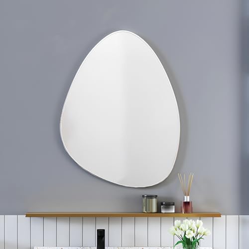FGXHHS Espejo de Pared Irregular, sin Marco, 30 cm x 50 cm, 50 cm x 70 cm, Espejo asimétrico para decoración del hogar, Ideal para Sala de Estar, baño, Dormitorio o recibidor (Blanco, 50