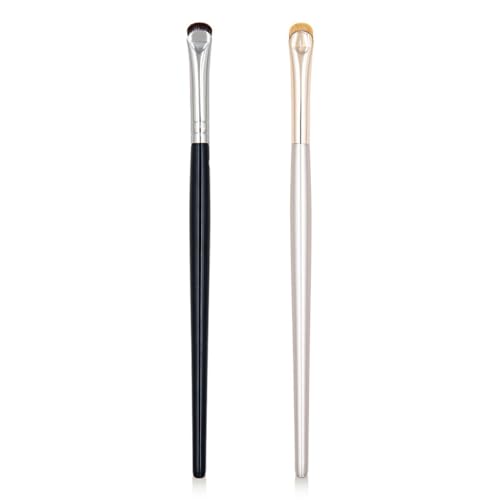 COSHINE 2pcs Extra Thin Crescent Moon Eye Liner Makeup Brush, Soft Synthetic Bristles Lying Silkworm Makeup Brushes