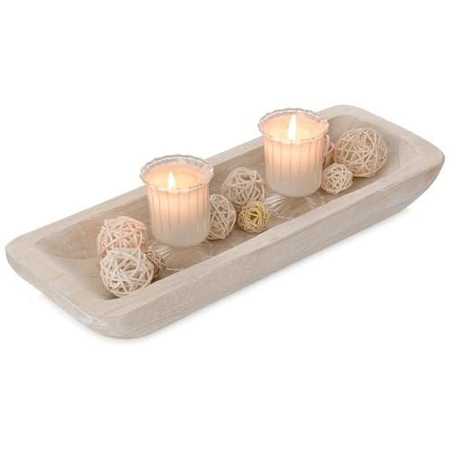 Romadedi Holzschale Deko Holztablett Länglich: Dekoschale Dekotablett Laenglich Schlüsselschale Holz Tablett Rechteckig Tischdeko Couchtisch Esstisch Wohnzimmer Schale Dekoartikel Kerzenschale 40cm., 8.9 €