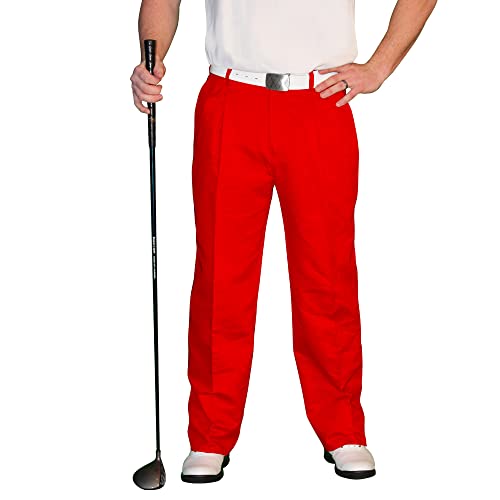 Red Golf Trousers - Mens 'Par 4' Cotton - 36