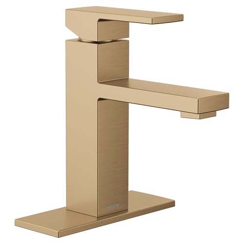 Moen Revyl Bronzed Gold One-Handle Single Hole Modern Bathroom Sink Faucet with Optional Deckplate and Spring Loaded Drain Assembly, 84771BZG by Moen - Image 8