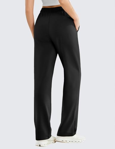 PINSPARK Women's High Waisted Straight Leg Sweatpant Comfy Interior Drawstring Workout Sweat Pants Pocket Warm Casual Pant2