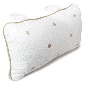 Spa Sister Terry Bath Pillow with Embroidered Dots - Beige