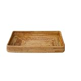LUYSGBXR Serviertablett Gewebter Rattan-Aufbewahrungskorb, Tablett, Picknickkorb, Brot, Lebensmittelteller(37x23x5cm)