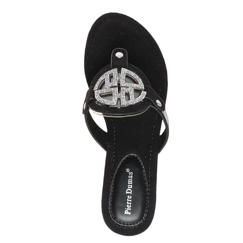 Image of Pierre Dumas Women's Medallion Vegan Slide Thong Flip Flop Flat Sandal