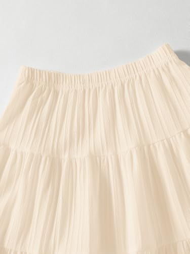 Image of Girls Tiered Maxi Skirt Boho Flowy Peasant Long Skirt for Kid 7-14